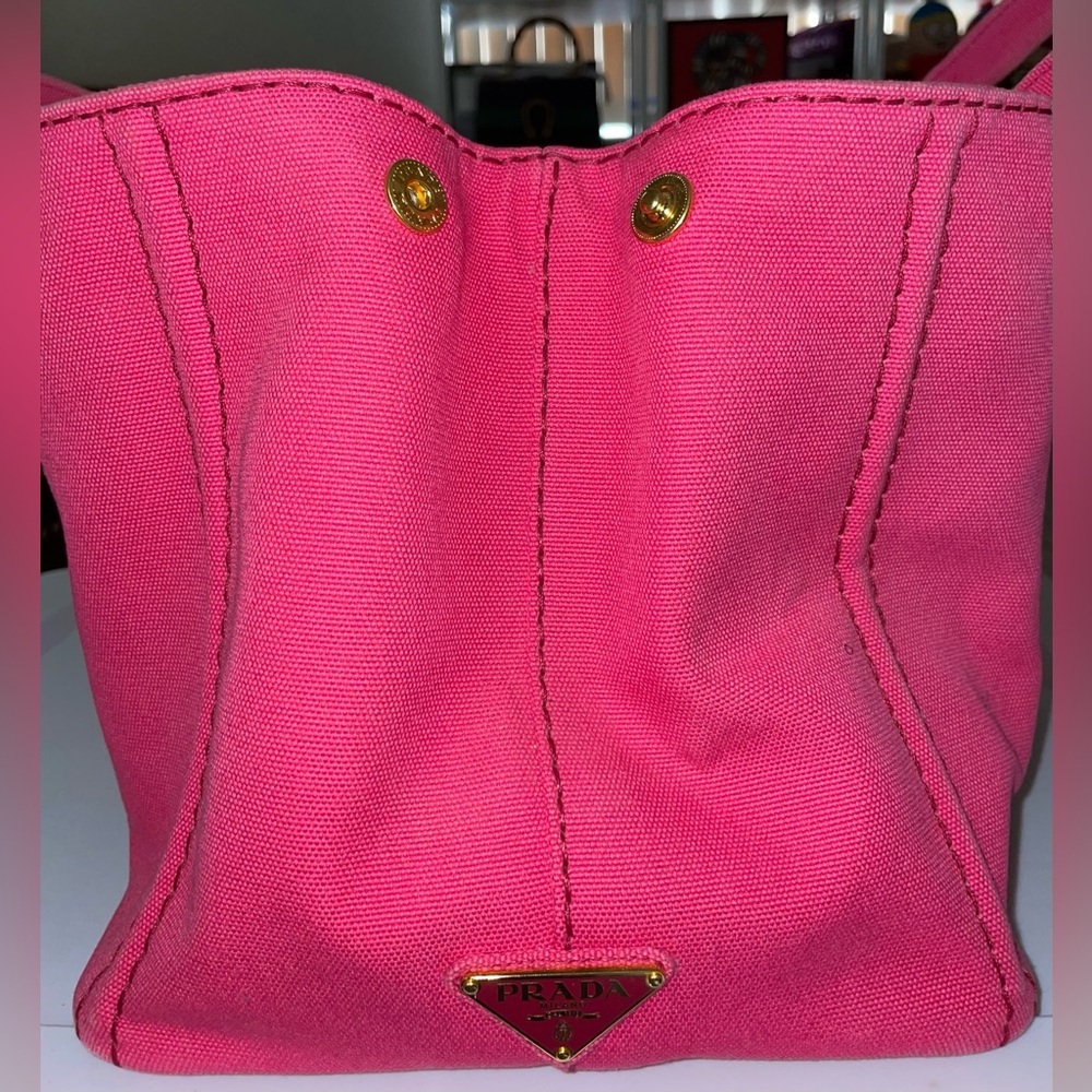 Prada Canapa classic pink denim tote bag No Detachable strap & Dustbag EUC - Picture 5 of 17
